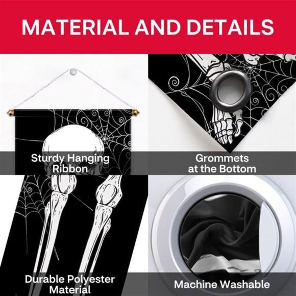 11.8"x70.9" 2PCS Halloween Skeleton Porch Sign for Day of The Dead Skull Welcome - Picture 2 of 4